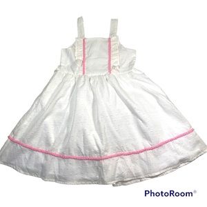 NWOT white Swiss dot poplin dress with pink trim